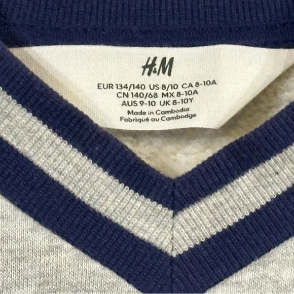 H&M Kids Yale University Gray Sweater with Blue Collar & Cuff Trim EUC - Picture 3 of 4